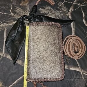 American Darling Hair On Hide Crossbody Wallet with Leather Trim